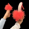 Frauen Schuhe Sommer Schuhe Hausschuhe hochhackigen Sandalen Pelzigen Luxus Marke Kopie Rutschen Elegante Frau Stripper New Rock Sexy