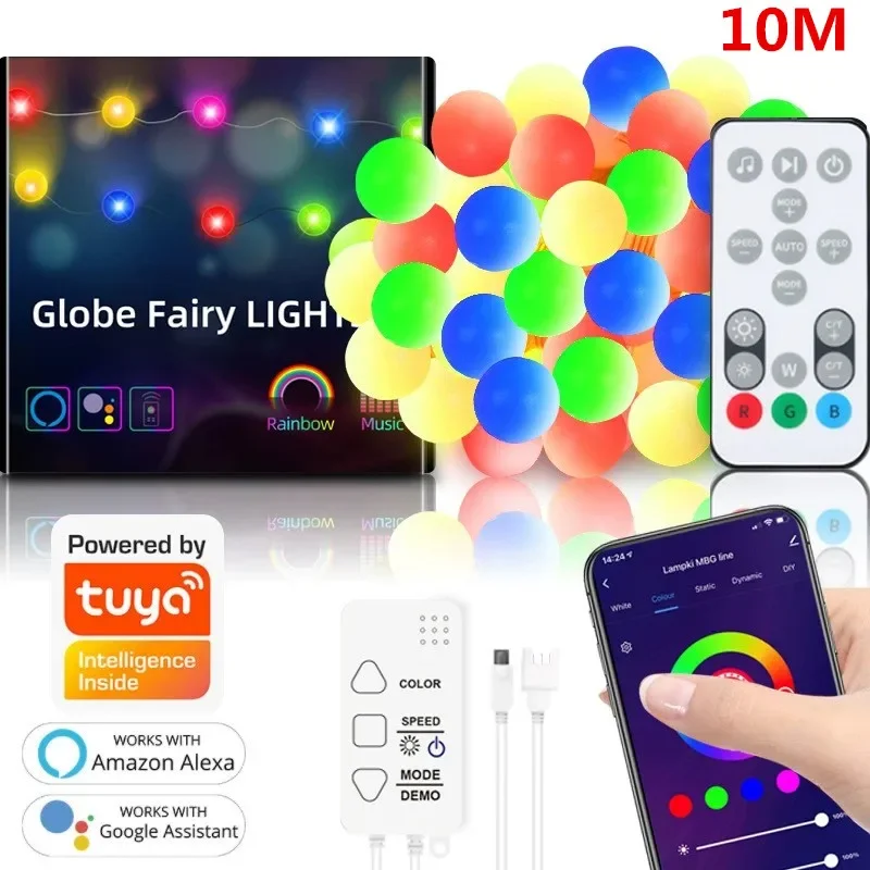 Tuya Wifi Globus Lichterketten im Freien RGB Girlande Girlande LED Lichterketten Party Garten Hochzeit Dekor supprot Alexa Google Voice Image