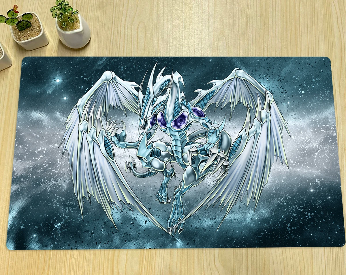 YuGiOh Spielmatte Stardust Dragon TCG CCG Brettspiel Sammelkartenspiel-Matte Anime Mauspad Gummi-Schreibtischmatte mit Zonen & Gratis Tasche