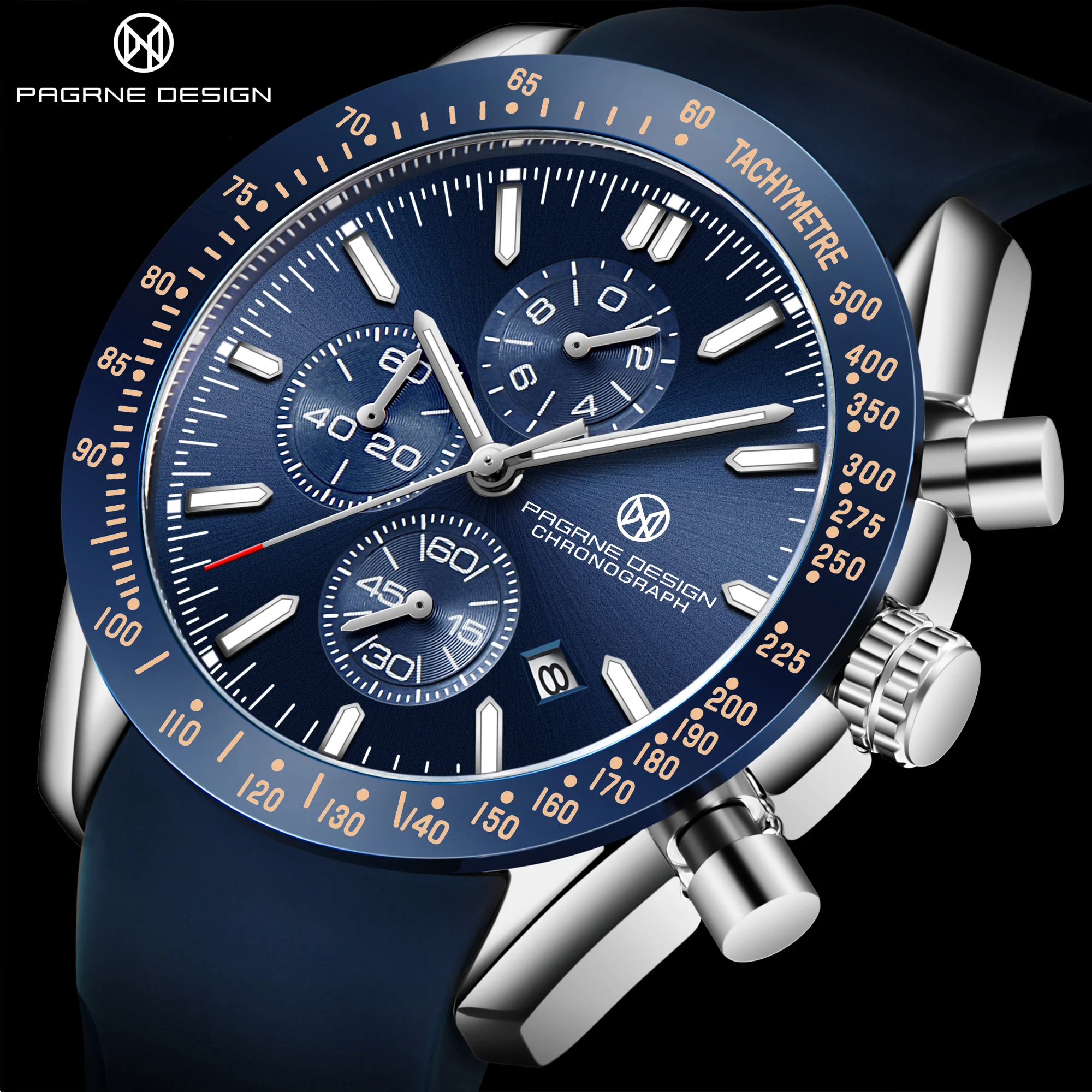 PAGRNE DESIGN Quarzuhren Multifunktions-Chronograph 44 mm Modische Herrenuhr PAGANI DESIGN Erweiterte Marke PG5140 Image