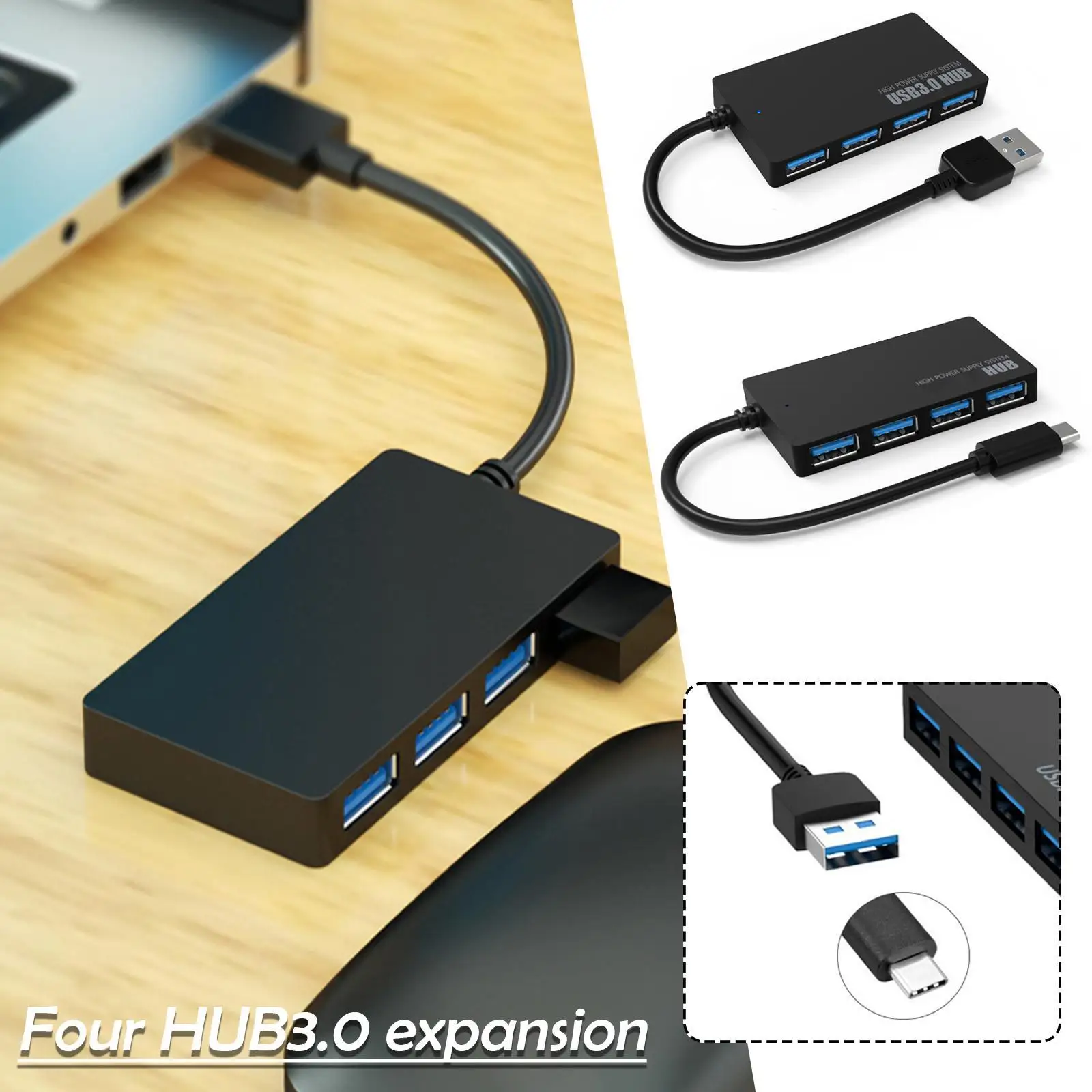 USB Hub 3,0 Multi USB Splitter 4 USB Port 3,0 2,0 für Lenovo Pro PC Hub USB 3 0 Expander USB Netzteil Image