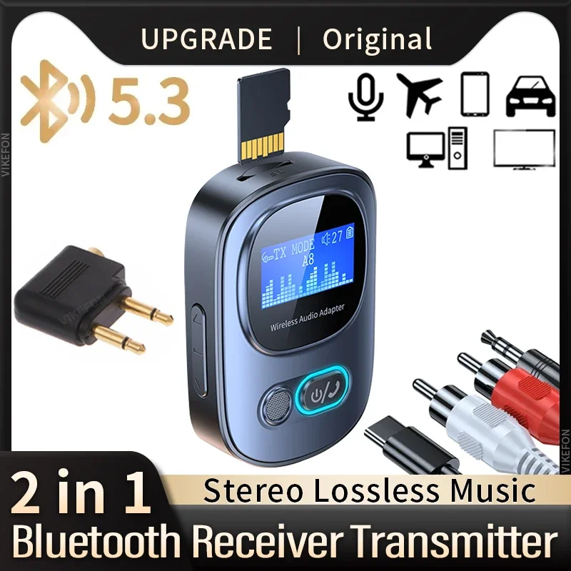 Vikefon auto aux bluetooth audio empfänger sender tf karten buchse rca flugzeug drahtloses adapter mikrofon für tv pc kopfhörer lautsprecher Image