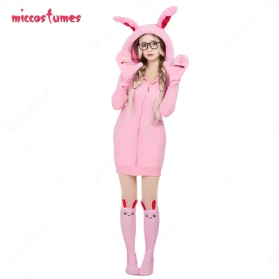 Haikyuu Frauen Weihnachten Hase Cosplay Kostüm mit Strumpf Hoodie Kleid Halloween Kaninchen Outfit Halloween Cosplay Kostüme Image