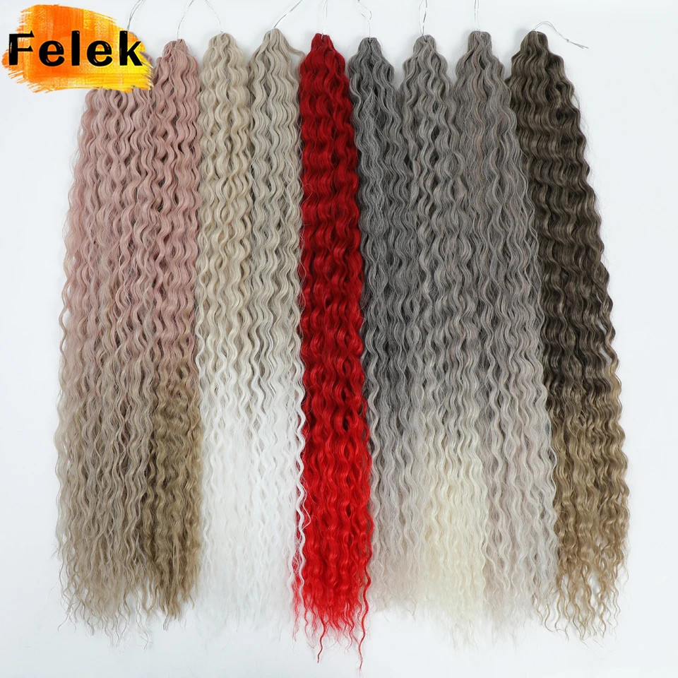 Afrikanische Locken Haar Wasserwelle Twist Häkeln Haar synthetische Geflecht Haar verlängerungen Ombre blond rosa blau 22 30 Zoll Flechten Haar Image