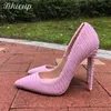 Tikicup Rosa Frauen Woven Stoff Spitz Stiletto Pumps Damen Hochzeit Bridemaids Schuhe 8cm 10cm 12cm Hohe heels Größe 33-45