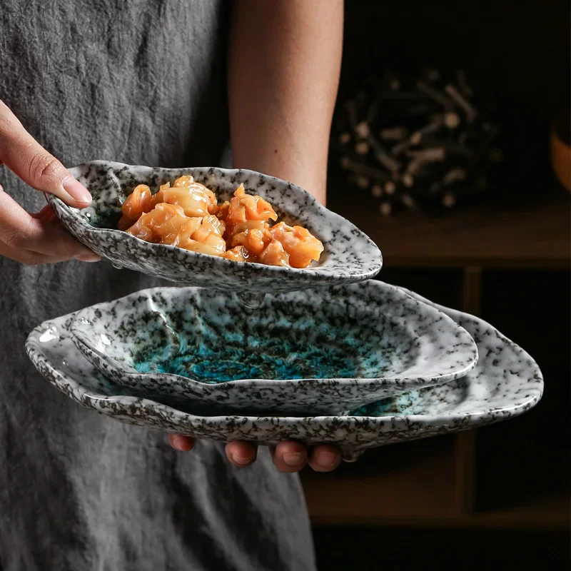 Exquisite japanische Küche Restaurant Keramik Geschirr Sushi Sashimi Platte kaltes Gericht Teller kleines Gericht Auster Tintenfisch Teller Image