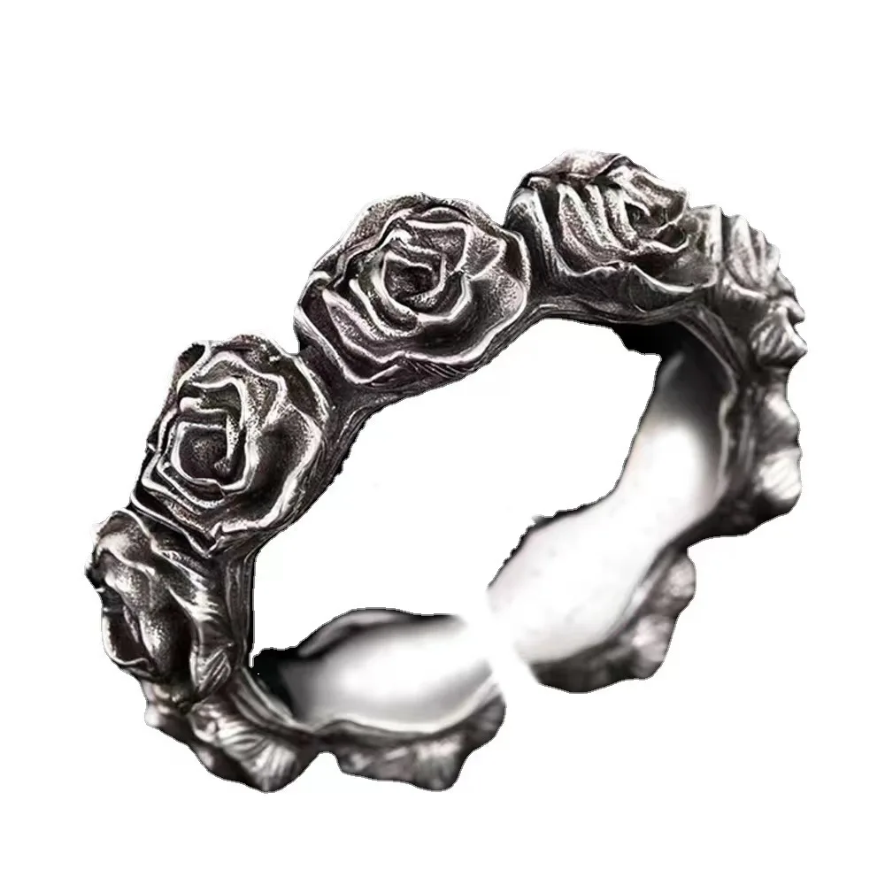 Romantische Rose Blumen ring weibliche Zeigefinger Accessoires trend ige Silber Sterling Ring Frauen Schmuck offene Größe
