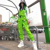Hip Hop Kostüme Frauen Fluoreszierende Grün Overalls Overall Erwachsene Street Dance Kleidung Rave Outfit Tänzerin Bühne Tragen DT1964