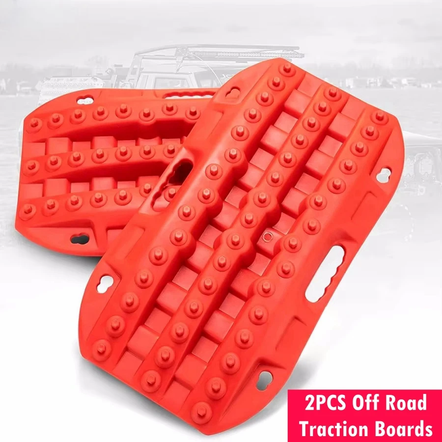 2 Stück Offroad-Traktion bretter 58cm Short Recovery Track Traktion matte für 4WD Schlamm Sand Schnee rampen Reifen Traktion werkzeug rot schwarz