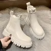 Designer Stiefel Frauen Luxus 2022 Leder Plattform Schwarz Beige Weiß Stiefeletten für Frauen Pelz Kurze Chunky Punk Gothic Schuhe