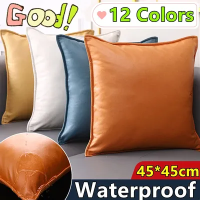 Neue einfarbige Kissen bezug bonbon farbene Kissen bezug wasserdichte Büro Sofa Kissen bezug Home Image