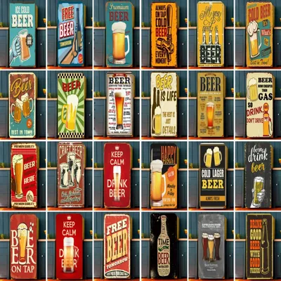Retro Bier Getränk Kühlschrank Tür Aufkleber wasserdicht PVC Kühlschrank Tapete Vintage Tasse Bier Poster Küche Dekoration Aufkleber Image