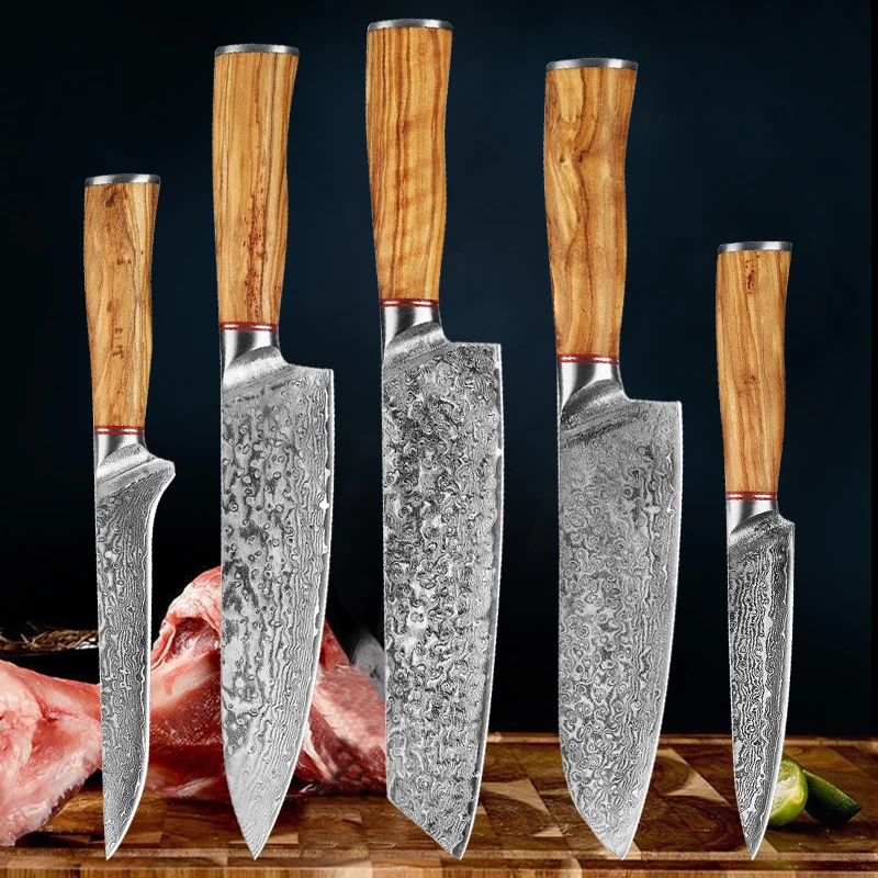 Damaskus Stahl Küchenmesser 67 Schicht Schneide messer Fleisch beil Haushalt Utility Messer Beruf Kochmesser Koch werkzeuge Image
