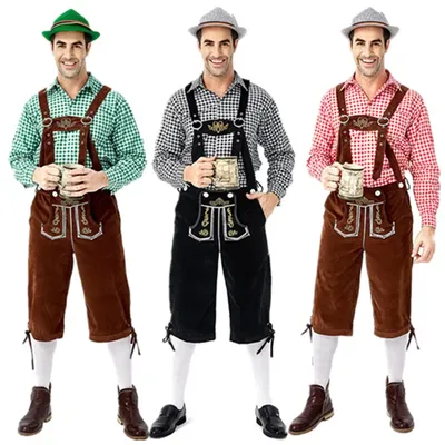 Männliches Oktoberfest Lederhosen Kostüm Bayerisches Oktoberfest Deutsches Bierkostüm Hosenträger Shorts Herren Halloween Cosplay Outfit Image