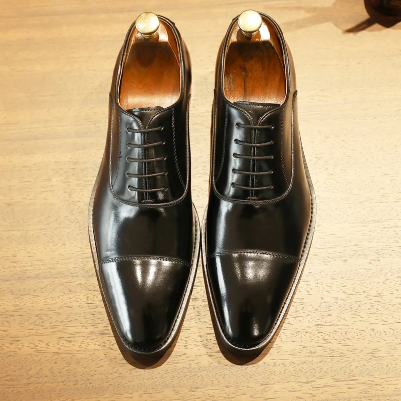 DESAI Kappenzehe, handgefertigte Herrenschuhe, Business-Kleid, Lederschuhe, spitzer Oxford-Lederschuh für Herren
