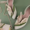 Blüten blätter spitze Wohnung mit Pumps Wildleder weiße Blume Farbverlauf gemischte Farben Slip-On süße elegante Mode Frauen Schuhe Sommer neueste