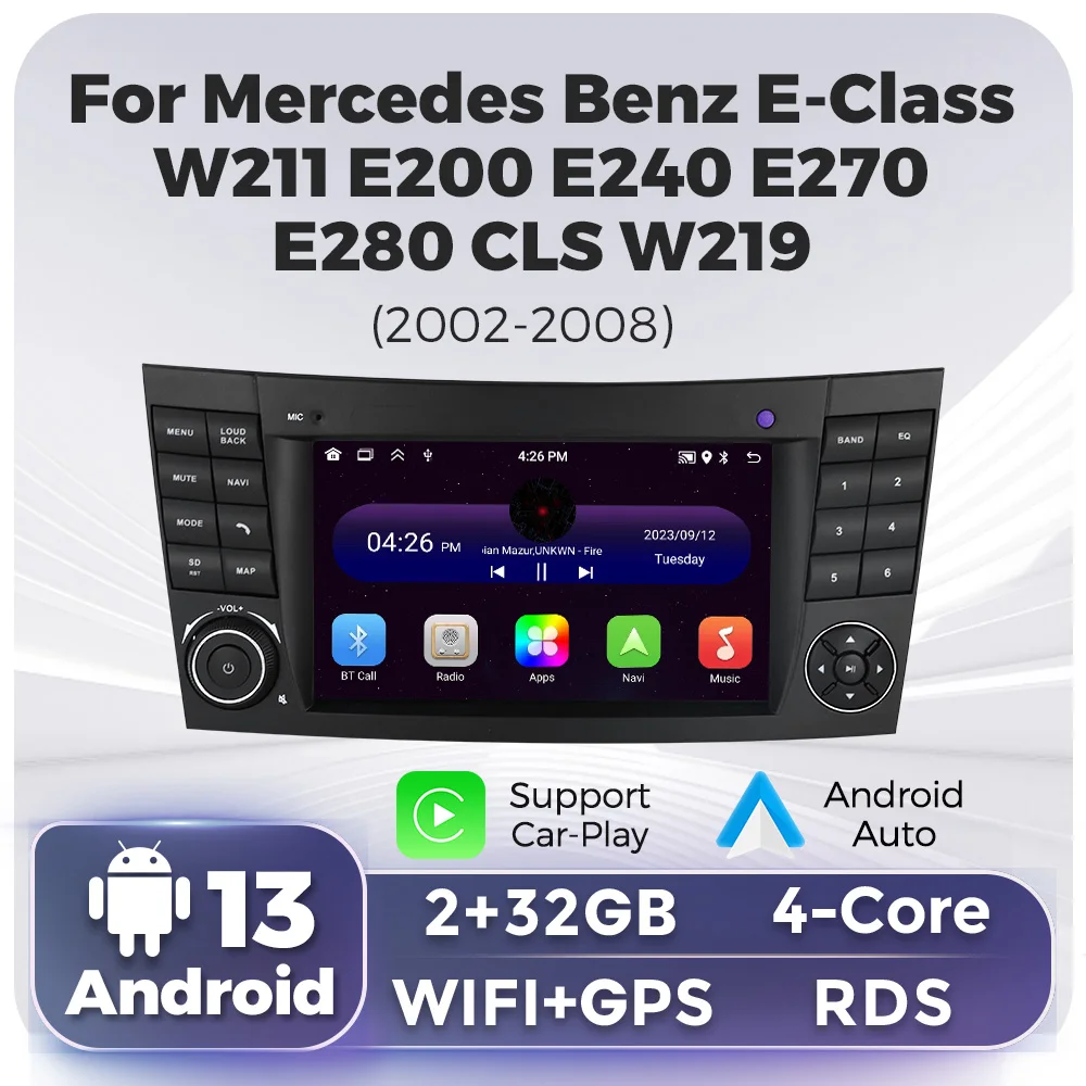 Navifly 7 "2din android Autoradio für Mercedes Benz E-Klasse W211 E200 E220 E300 E350 E240 E270 E280 W219 Carplay Auto GPS Stereo Image