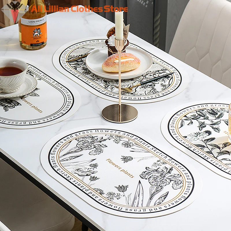 Leder Tischset ovale öl beständige Tisch matte Home Dining Küchentisch Tischset Design Esszimmer wasserdichte hitze beständige Wohnkultur Image