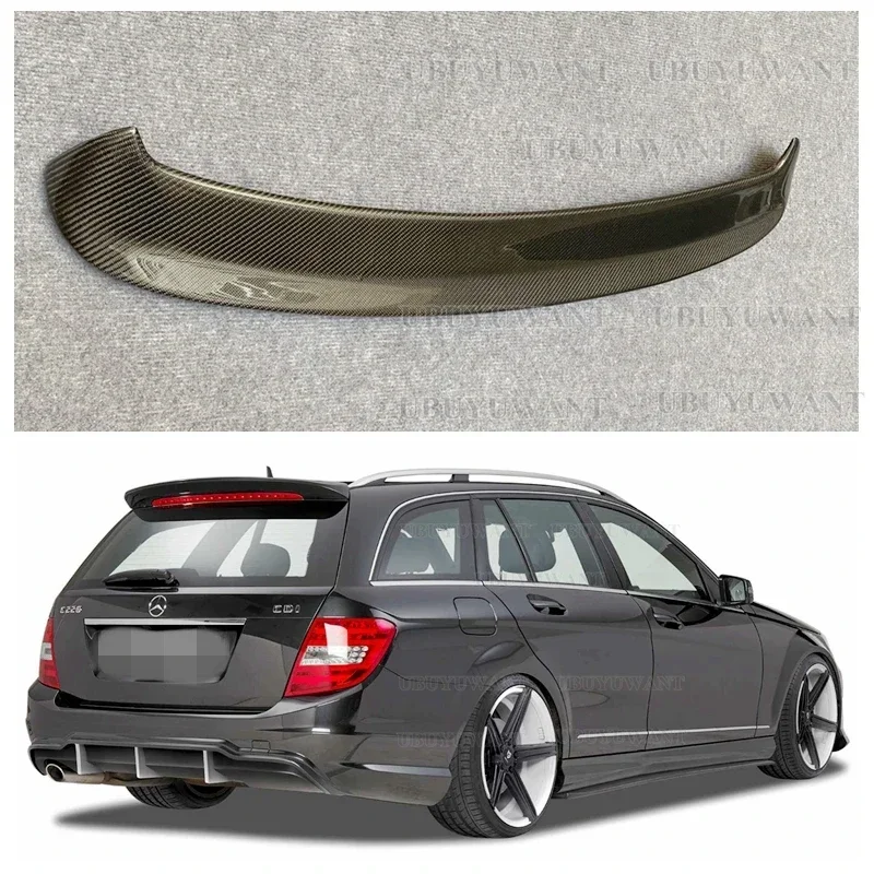Für Mercedes Benz W204 Wagon C200 C300 C63 Kombi/Wagen Hohe Qualität Carbon Faser Dach Spoiler Auto Hinten Flügel spoiler 2010-2014 Image