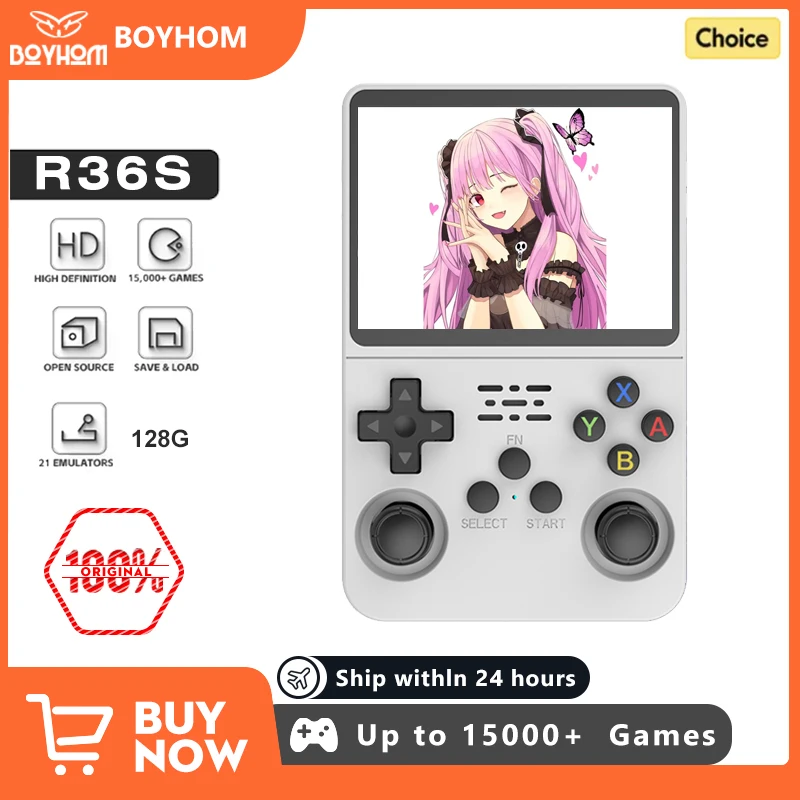 Open Source R36S Retro Handheld-Videospielkonsole Linux-System 3,5-Zoll-IPS-Bildschirm Tragbarer Taschenvideoplayer 64 GB 128 GB Spiele Image
