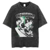 24 riesige Anime Flat Print Paar T-Shirt gewaschen schwarz Streetwear Harajuku Hip Hop T-Shirt Sommer Kurzarm T-Shirt Top