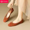 Qutaa Frauen Wohnungen Ferse Frühling Sommer Kind Wildleder runde Zehen grundlegende schwarze Büro Dame Arbeits schuhe Frau Größe 34-43