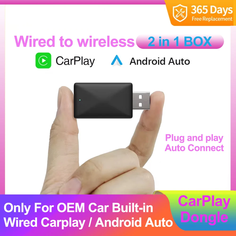 Wireless Carplay Adapter Android Auto 2in 1 Smart Dongle 2024 5g WLAN für iPhone Android-Handy für Volvo Benz mg Kia chery VW Image