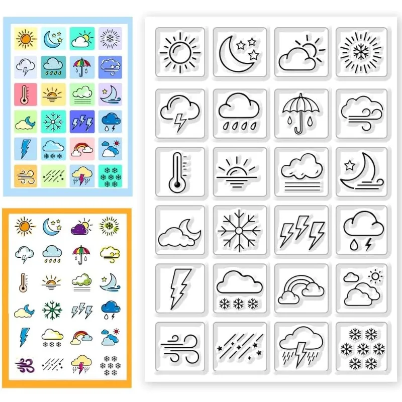 1 Blatt Wetter klare Stempel transparente Silikons tempel Mini Wetter Silikon Siegel Stempel für Kalender Planer Dekoration und DIY Image