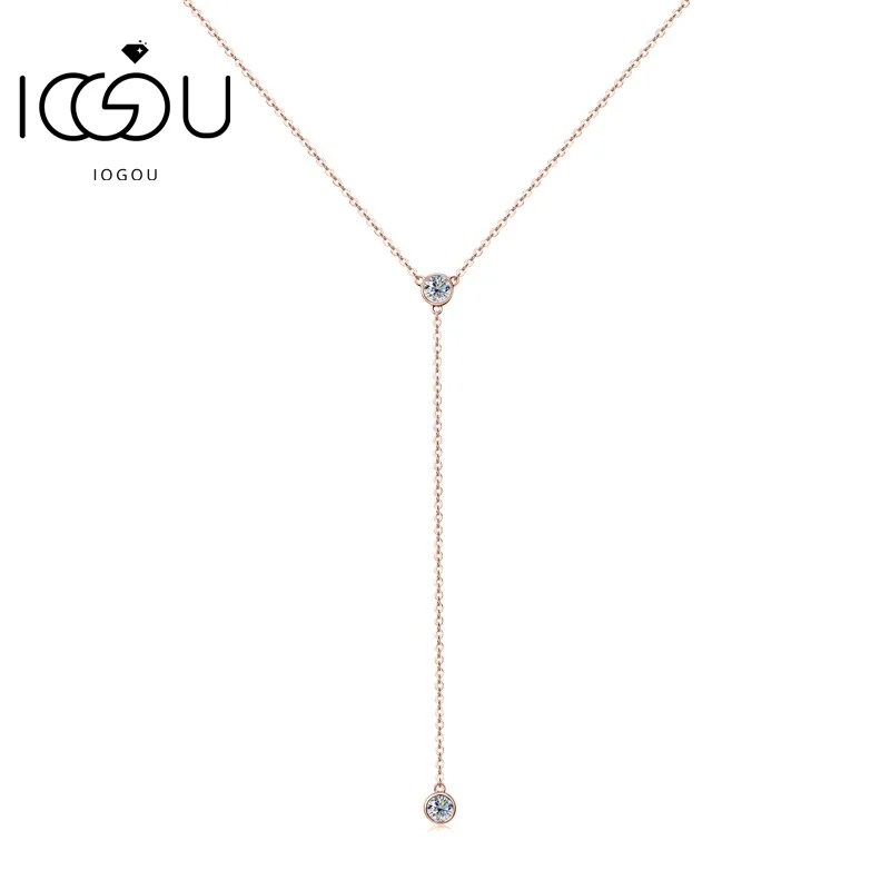 IOGOU D Farbe Moissanit Diamant Halskette Für Frauen Quaste Anhänger 925 Silber Rose Gold/Gelbgold Überzogene Sexy Mädchen schmuck