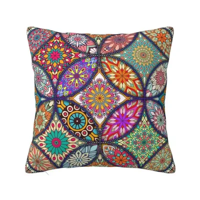 Benutzer definierte arabische indische ethnische Blumen Mandalas Wurf kissen bezug 40*40cm Dekor Image