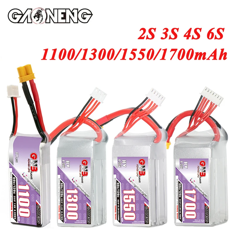 GNB 2S 3S 4S 6S 1100mAh 1300mAh 1550mAh 1700mAh 60C/120C Lipo Batterie für Racing Drone FPV Quadcopter Hubschrauber Flugzeug Teile Image