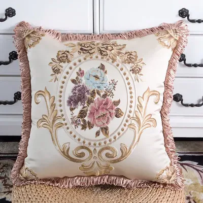 Pack von 2 Europäischen Luxus Kissen Abdeckung mit Quaste Jacquard Kissen Fall für Sofa Wohnzimmer Image