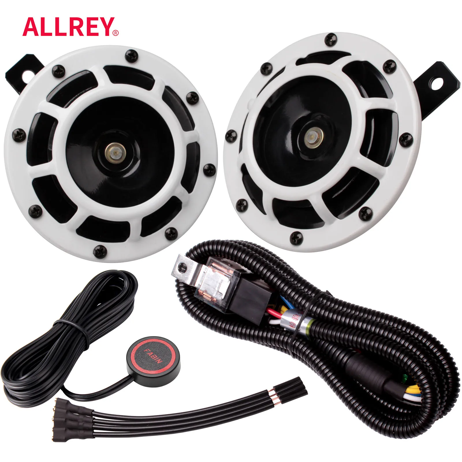ALLREY 2Pcs Auto Horn Multi-Farbe 12V Disc Elektrische Air Horn Kit Dual Tone Super Laut Alarm singal Motorrad Lkw Warnung Werkzeug Image