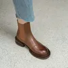 HEIßER VERKAUF Winter Stiefel Frauen Split Leder Stiefel Runde Kappe Starke Ferse Schuhe Frauen Plaform Stiefel Chelsea Stiefel Schwarz Stiefeletten stiefel