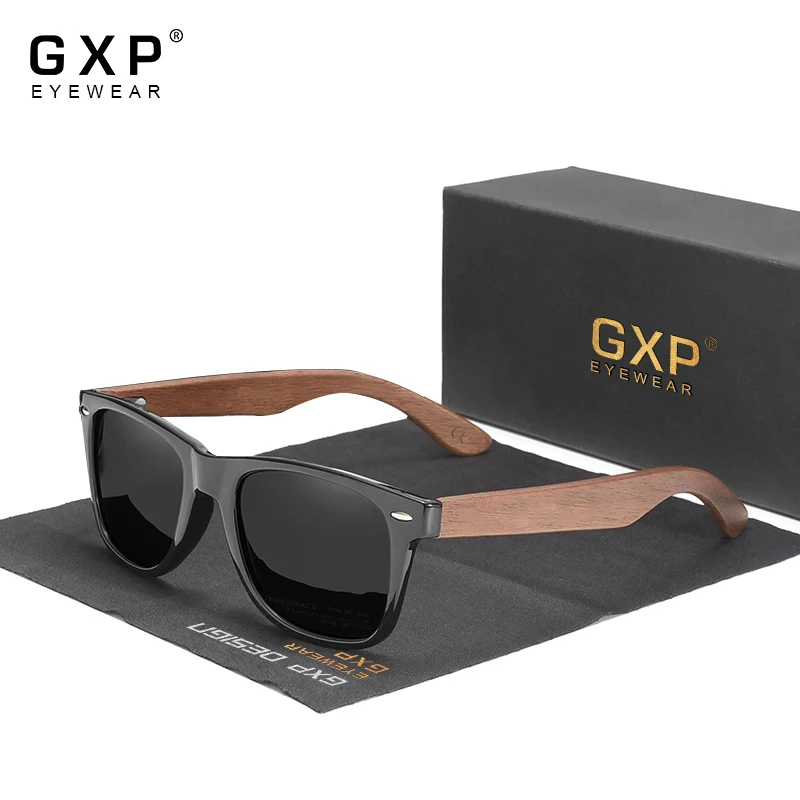GXP Retro Holz Sonnenbrille Männer Frauen Polarisierte Anti-UV400 Mode Gläser Hohe Qualität Walnuss Fahren Sonnenschutz Brillen Image