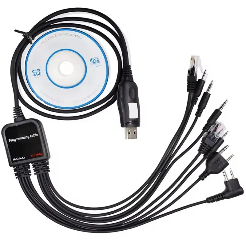 8 in 1 USB-Programmier kabel für Baofeng Kenwood Tyt Qyt Motorola Axu4100 Yaesu Icom Walkie Talkie Radio Autoradio CD-Software Image