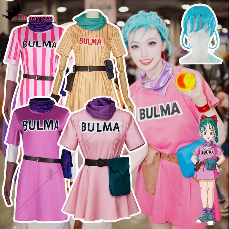 Anime Bulma Cosplay Kostüm XS-3XLRosa Kleid Uniform Damen Kleider Outfits Halloween Karneval Maskerade Party für Erwachsene Frauen Image