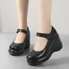8,5 cm Kleine Größe 32-43 Mode Flache Plattform Keile Schuhe Frauen Mary Janes 2024 Herbst High