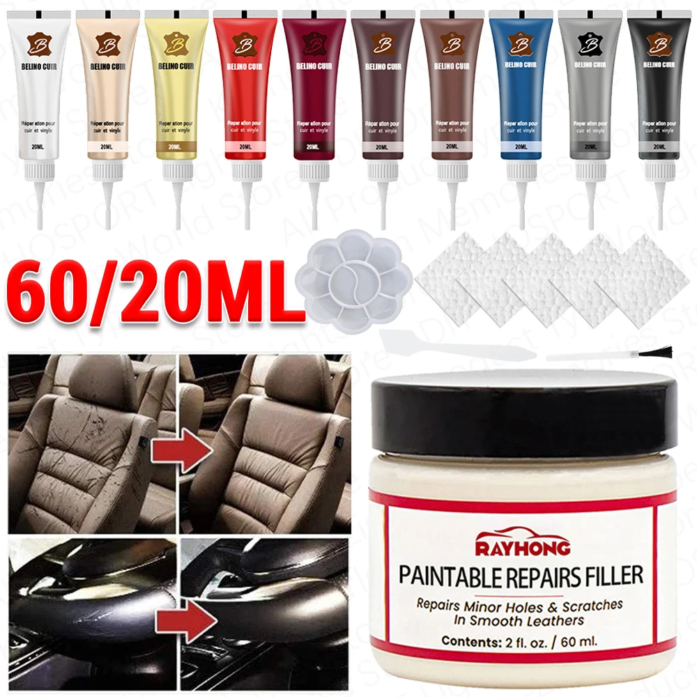 60/20ml Leder füll paste Natur leder füller Reparatur Compound Leder Restaurierung creme für Tränen Riss brennt Löcher fille Image