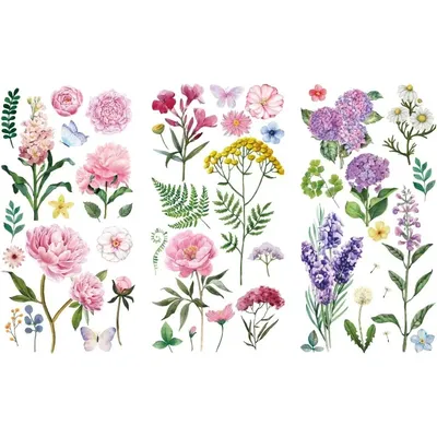 1Set Retro Floral Möbel Transfer Aufkleber Redesign Dekor Transfers Geeignet für Home Schrank Holz Image