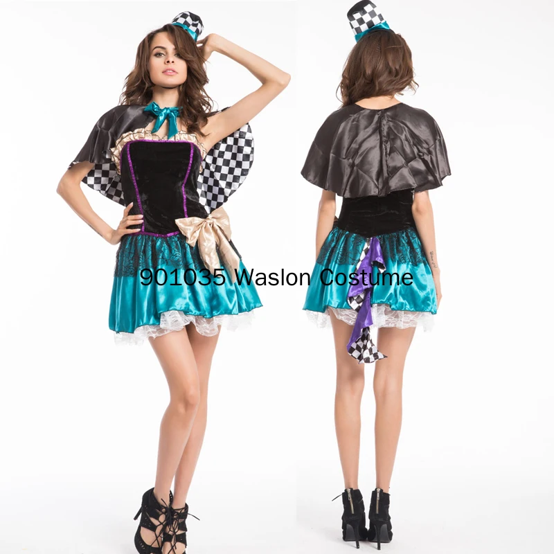Deluxe Tee Zeit Mad Hatter Kostüm Phantasie Kleid Kostüm Halloween Kostüm für Frauen Kleid Voller Anzug Image