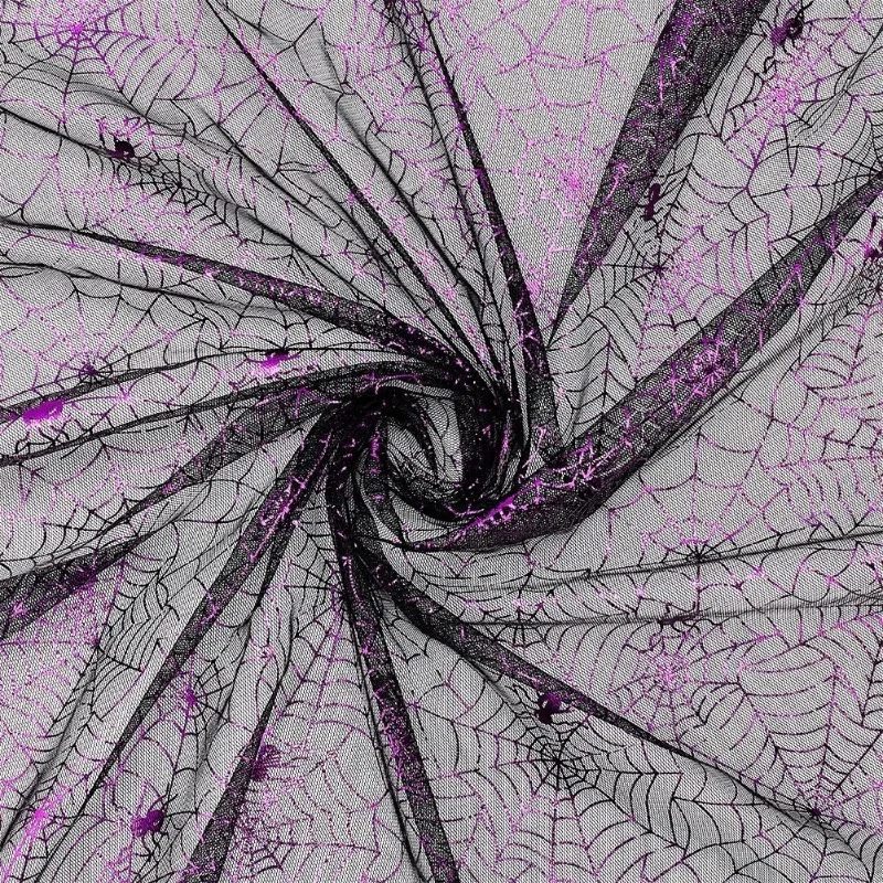 1 m Halloween lila Spinnennetz Stoff 39,4x59 Zoll schwarz Spinnennetz Netz Stoff Halloween Hexe Handwerk Kostüm Schleier Hut