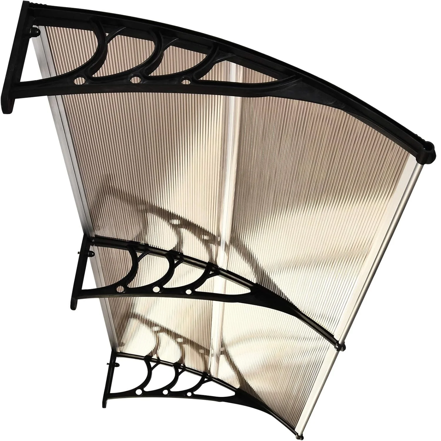 Fenstermarkise für den Außenbereich, Polycarbonat, Vordertür, Terrassenabdeckung, Gartenüberdachung, Sonnenschleuder (dunkelbraun) Image