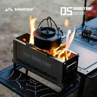ShineTrip Neue Winter Edelstahl Outdoor Camping IGT Semi-Unit Sekundäre Brennen Brennen Ofen Faltbare Tragbare Herd