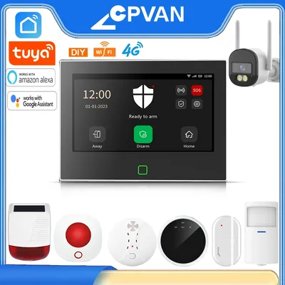 CPVAN Wireless WiFi Tuya Smart Home Alarm System Hause Einbrecher Sicherheit Schutz Alarm DIY Kit Alarm eingebaute 5000 mAh Batterie