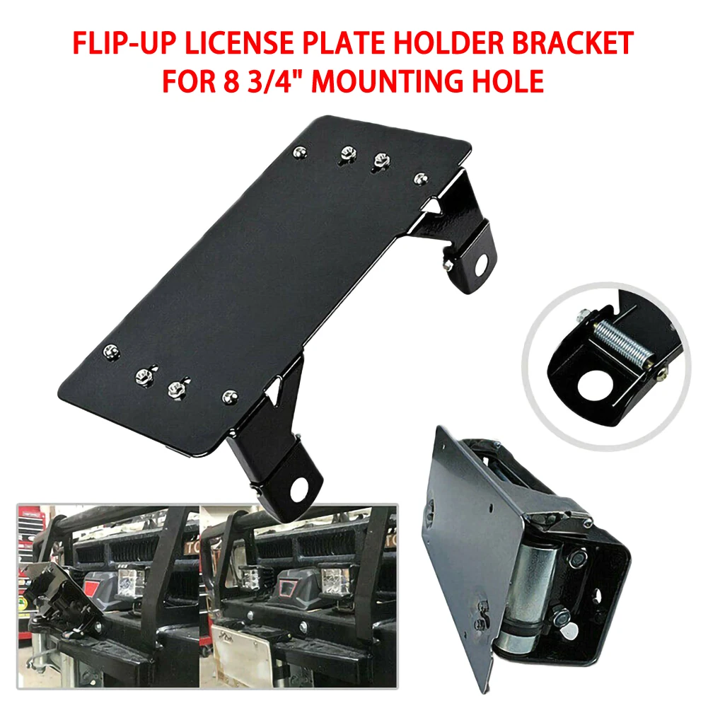 Solide Stahl Off-road Flip Up Lizenz Platte Anzahl Montieren Rahmen Auto Winch Seilführungsrolle Montage Halterung 3/4 Zoll halter Image