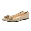 2024 Mode Schuhe Frauen Wohnungen Strass spitzen Zehen Gold rosa Silber moderne Damen Ballett flache Schuhe plus Größe 42 d112