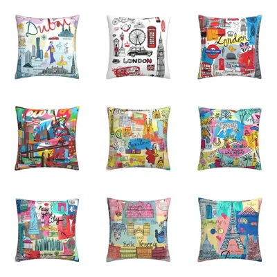 Nordic graffiti kissen abdeckung, leinen kissen abdeckung, sofa kissen abdeckung dekoration 40x40 Image