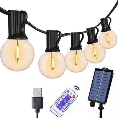 G40 Lichterketten Solar Girlande LED Terrasse Lampen Solar String Outdoor Für Camping Garten Party Hochzeit Terrasse Dekoration