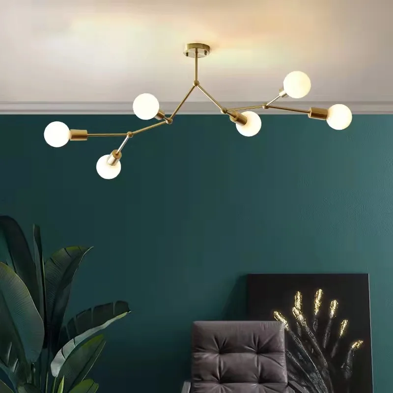 Moderne Eisen LED Kronleuchter Retro Industrie molekulare Deckenleuchte Deckenleuchte Wohnzimmer Wohnkultur Leuchten